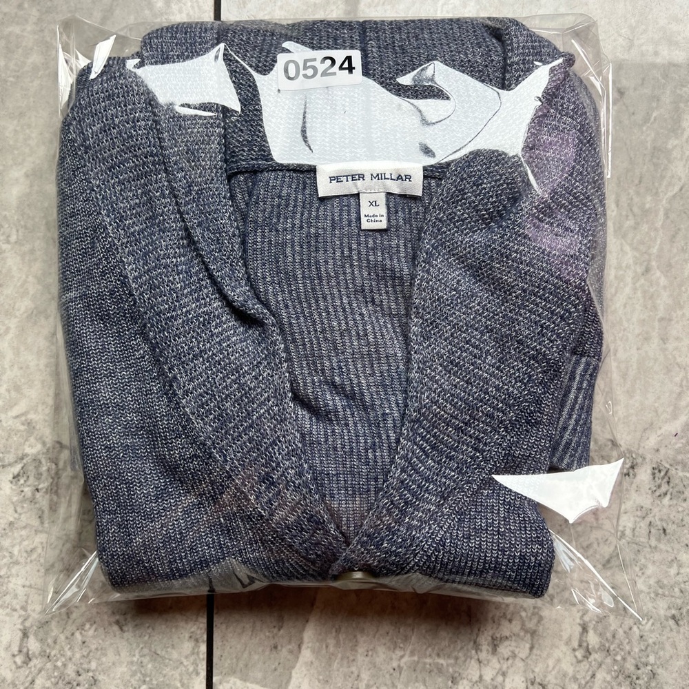 Peter Millar Crown Harbor Shawl Collar Cardigan Mens Indigo Knit Designer XL - Picture 8 of 8